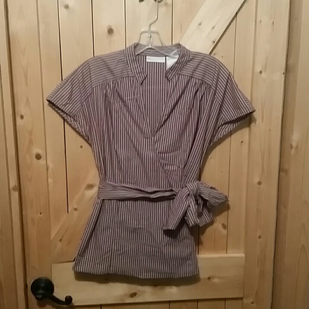 Worthington striped wrap blouse